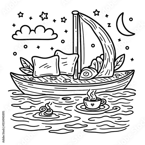 Dal Lake Kashmir with Shikara and Houseboat Vector Illustration

