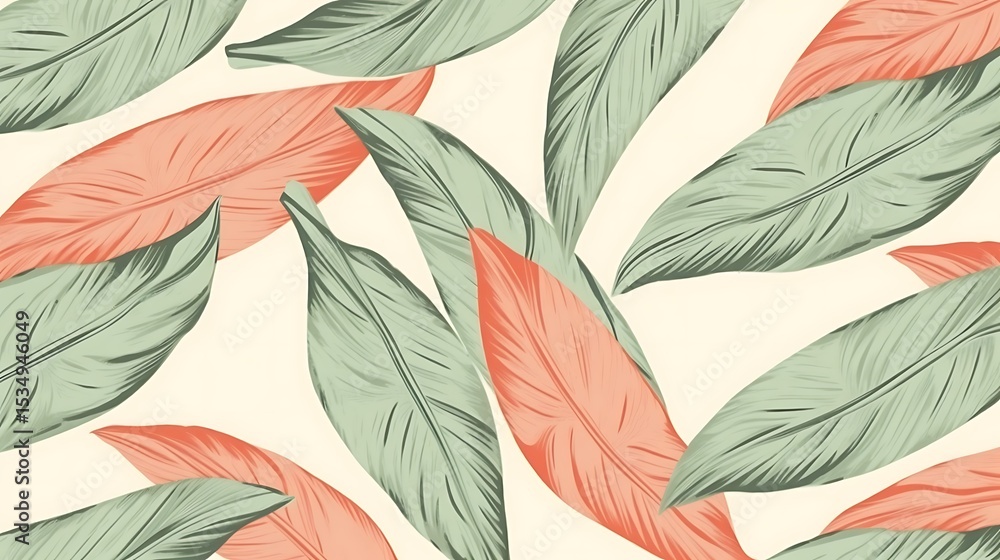 Fototapeta premium Seamless floral pattern with lilies of the valley and green leaves