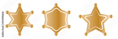 Gold star sheriff badge on isolated background