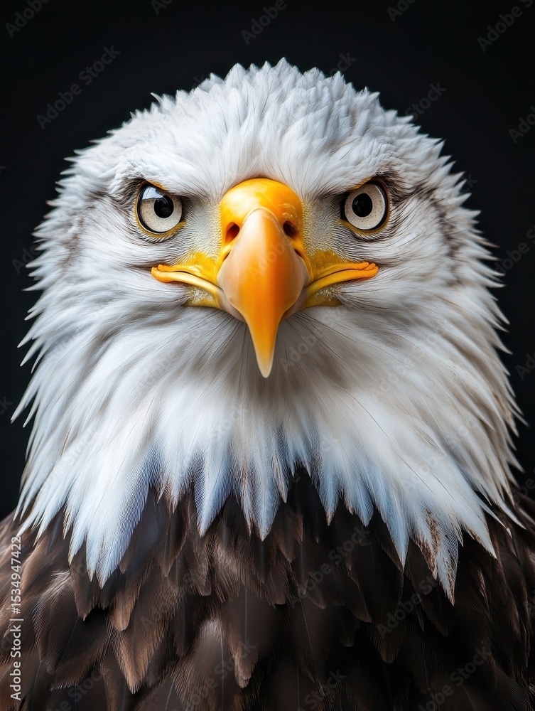 Obraz premium Bald eagle portrait against black background