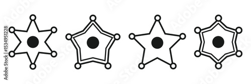 Isolated black sheriff star badge icon with balls on white background