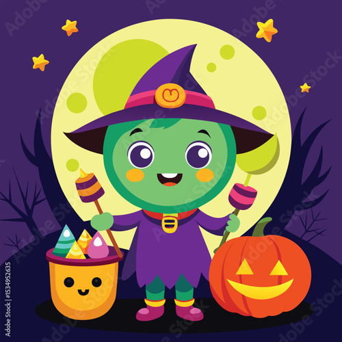 Cartoon Child Wearing a Hal Costume Illustration
