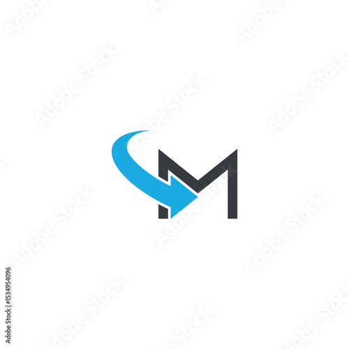 Abstract M Letter Logo with Dynamic Arrow, Vector Identity for Fast-Growing Companies.
