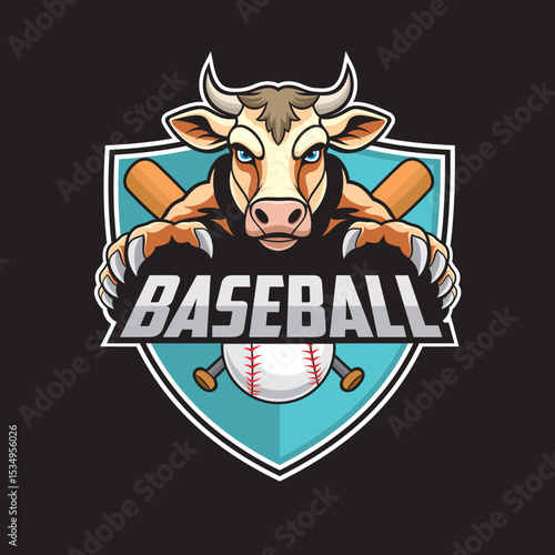 baseball club logo cow vector illustration design