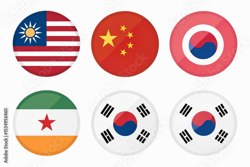 flags of countries as fabric badges, set of icons with Asian countries flags Free Download flags of countries as fabric badges, set of icons with Asian countries flags - GFXLoad