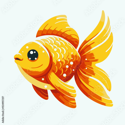 Illustration of Golden fish cartoon. Vector illustration, multilayer SVG file without gaps between paths.
