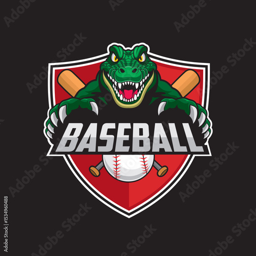 baseball club logo crocodile vector illustration design