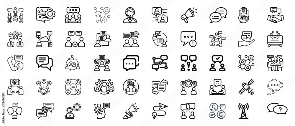 Black and White Communication Icons Set Network Teamwork Chat Black and White Communication Icons Set Network Teamwork Chat