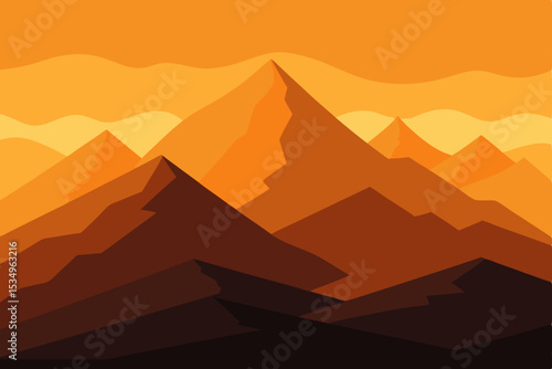 Majestic Mountain Peaks at Sunset A Stunning Landscape Illustration