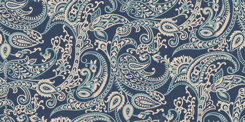 paisley seamless pattern on navy background