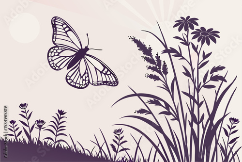 Twilight Wings – Silhouetted Butterflies Against the Sky