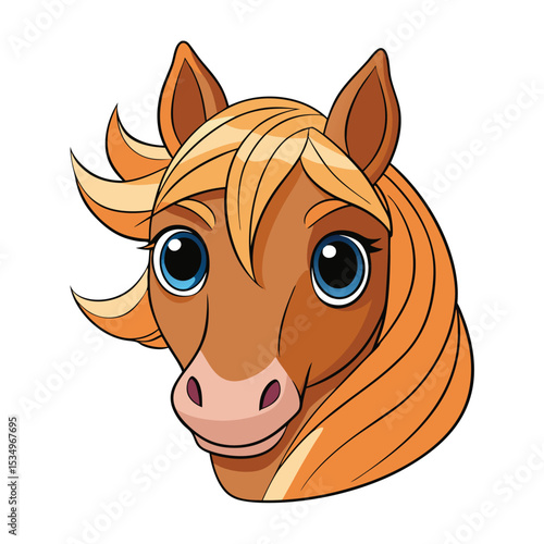 Charming Horse Portrait Illustrative Art Depicting a Friendly and Cute Horse
