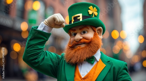 Celebration Figure with Green Outfit and Red Beard Posing