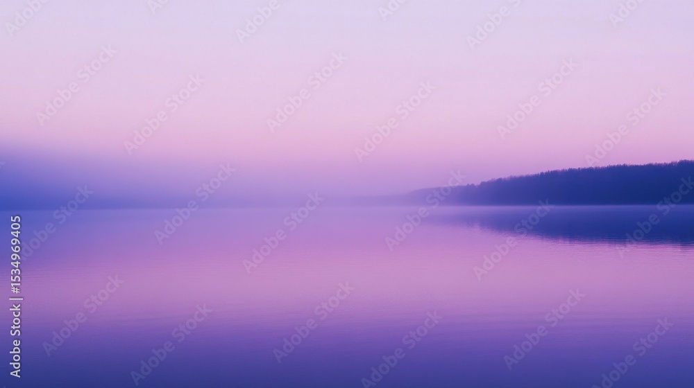 Serene foggy lake surrounded by trees at dawn Serene foggy lake surrounded by trees at dawn