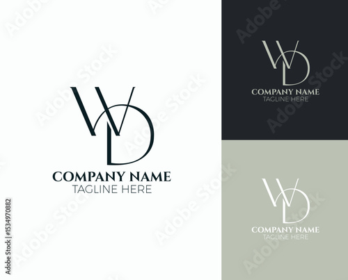 monogram modern clean initial WD letter logo design