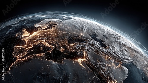 Europe Night Globe Network.