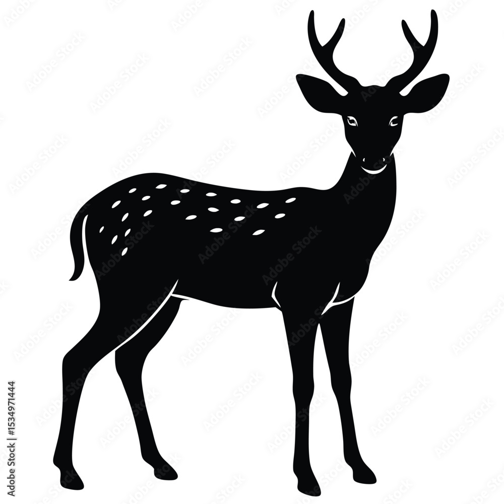 Obraz premium Elegant Black Silhouette of a Deer with Antlers, Symbolizing Nature
