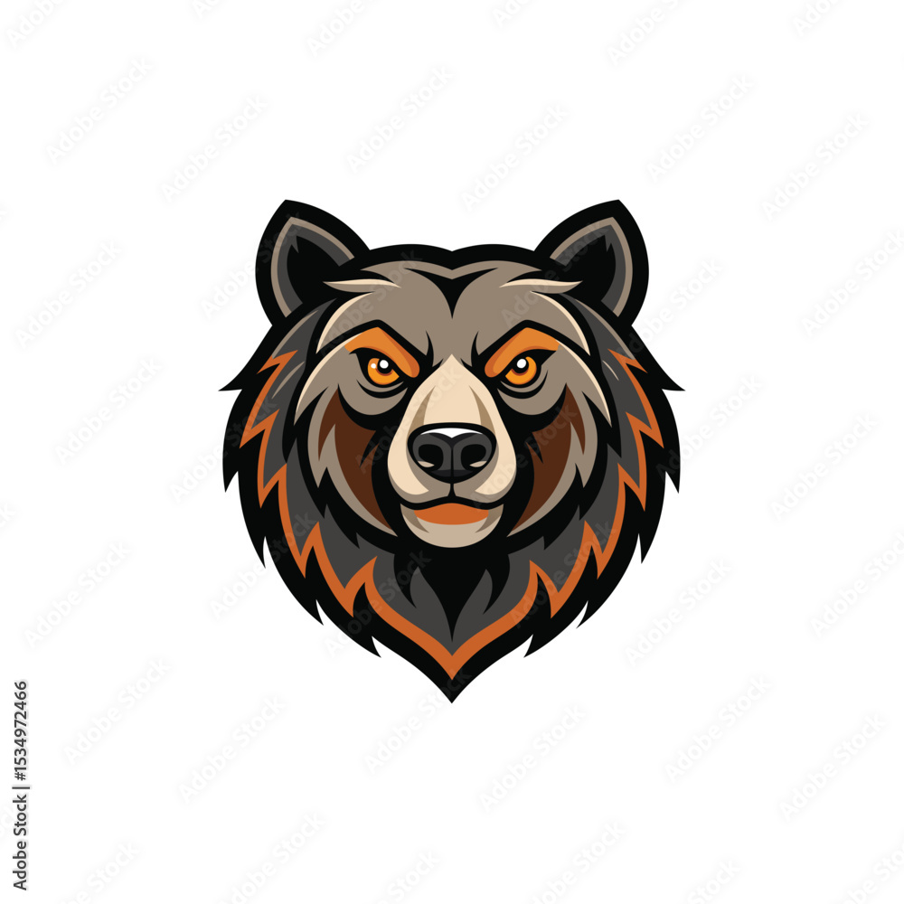 Obraz premium Bear Head animal logo illustration on white background 