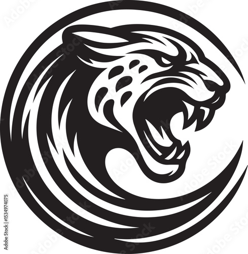 Wallpaper Mural Black and White Jaguar Vector Illustration – Minimalist Wild Cat Silhouette Art	 Torontodigital.ca