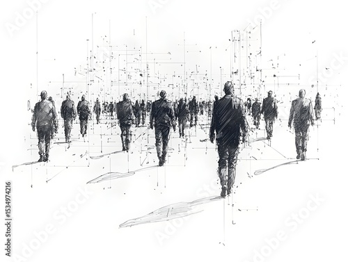 a group of people walking down a street