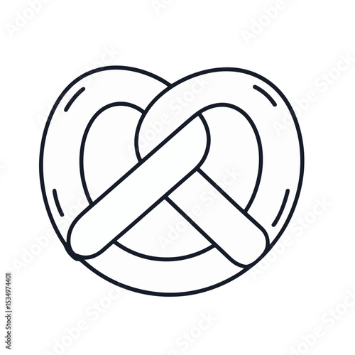 Minimalist black and white pretzel icon on plain background, simplicity
