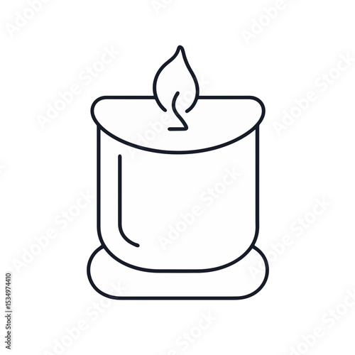 Minimalist beeswax candle icon on white background, simplicity