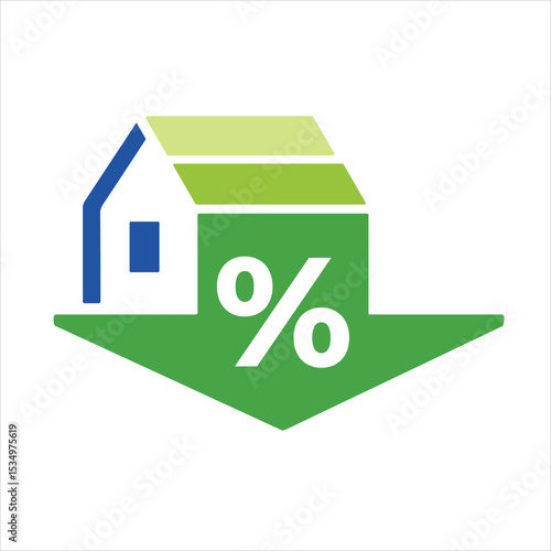 Real Estate Discount Logo – Home Price Drop and Mortgage Rate Reduction 