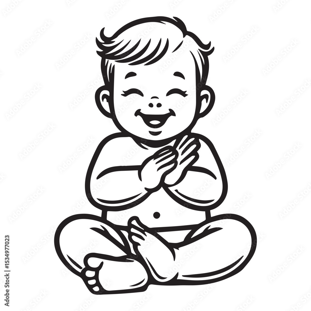 Baby Clapping Hands - Cute Baby Line Art Design, Baby Doodle Cartoon Design Sublimation Baby Clapping Hands - Cute Baby Line Art Design, Baby Doodle Cartoon Design Sublimation