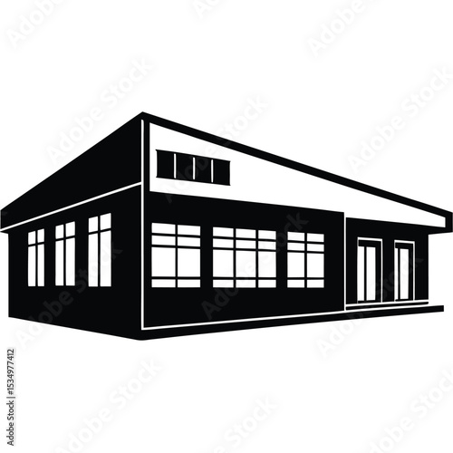 Sleek contemporary commercial building architecture icon showcasing modern design and business facility structure