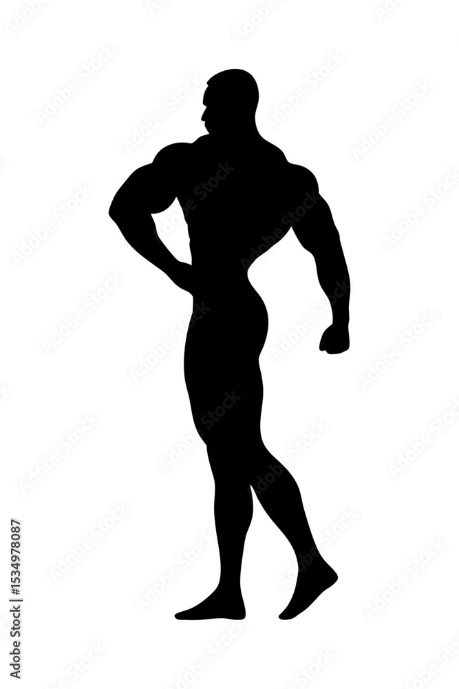 Silhouette of a muscular bodybuilder flexing Silhouette of a muscular bodybuilder flexing