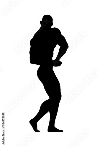 Silhouette of a muscular bodybuilder flexing