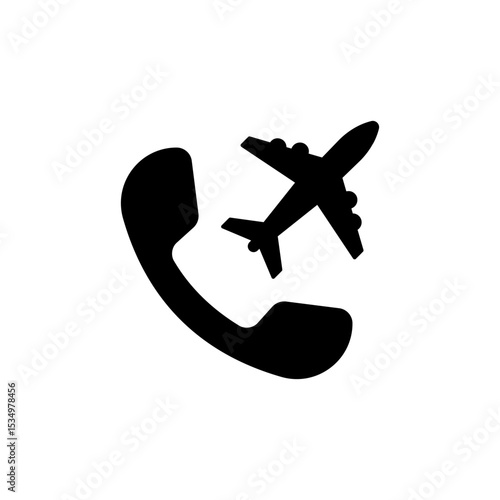 International roaming black icon. Flight mode. Thin line illustration. Mobile phone with plane. Contour symbol. Isolated vector line drawing. Editable stroke