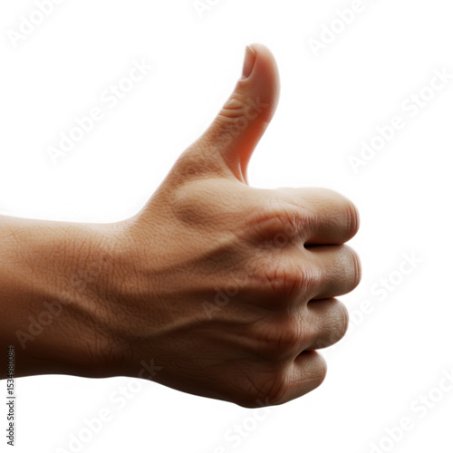 Hand showing thumbs up gesture isolated on transparent background