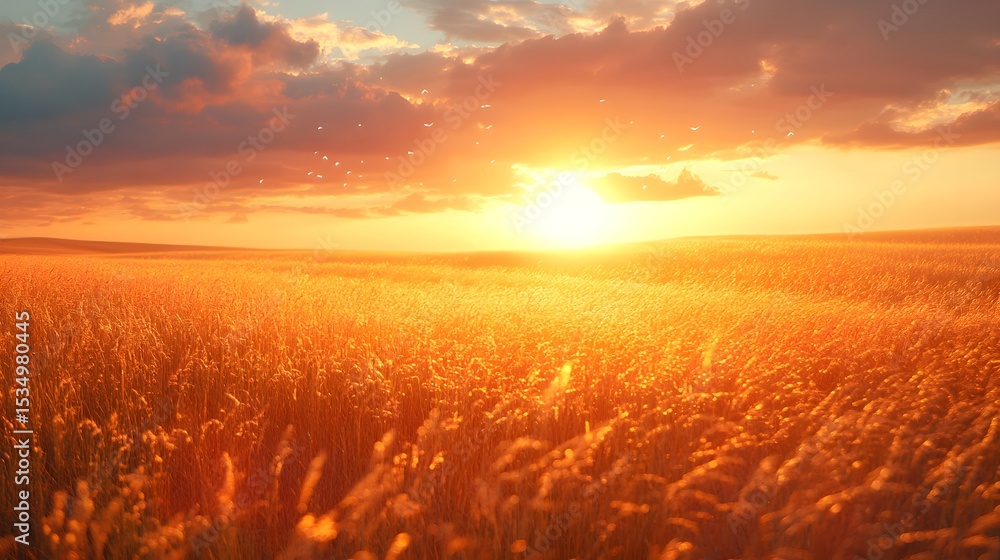 Fototapeta premium Golden Prairie Cinematic Landscape in Matte Style