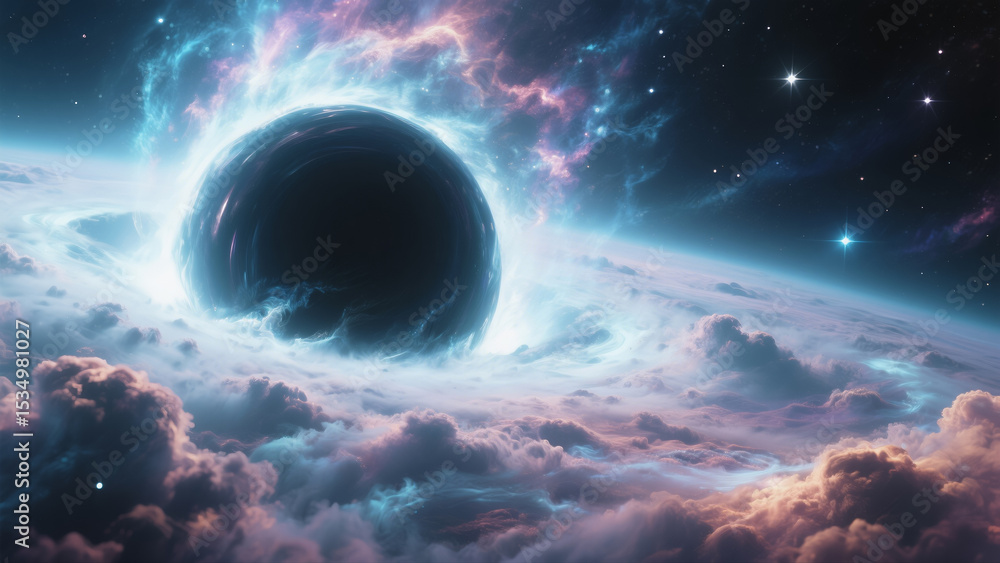 Fototapeta premium Ultra realistic CG render of a spiral galaxy with glowing nebula clouds, stars, deep space colors, cinematic style, no text, high detail