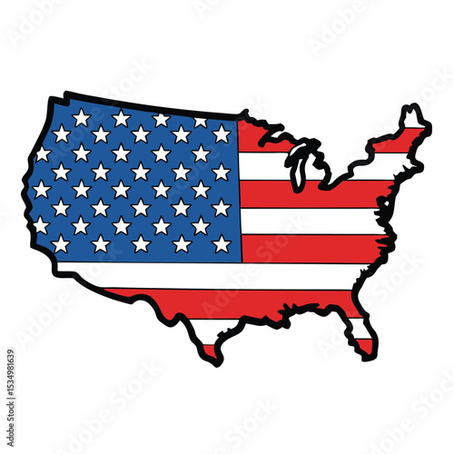 USA Patriotic Map Stars and Stripes Glory in American Design