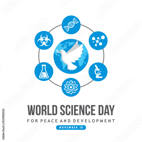 world science day for peace and development vector concept design
