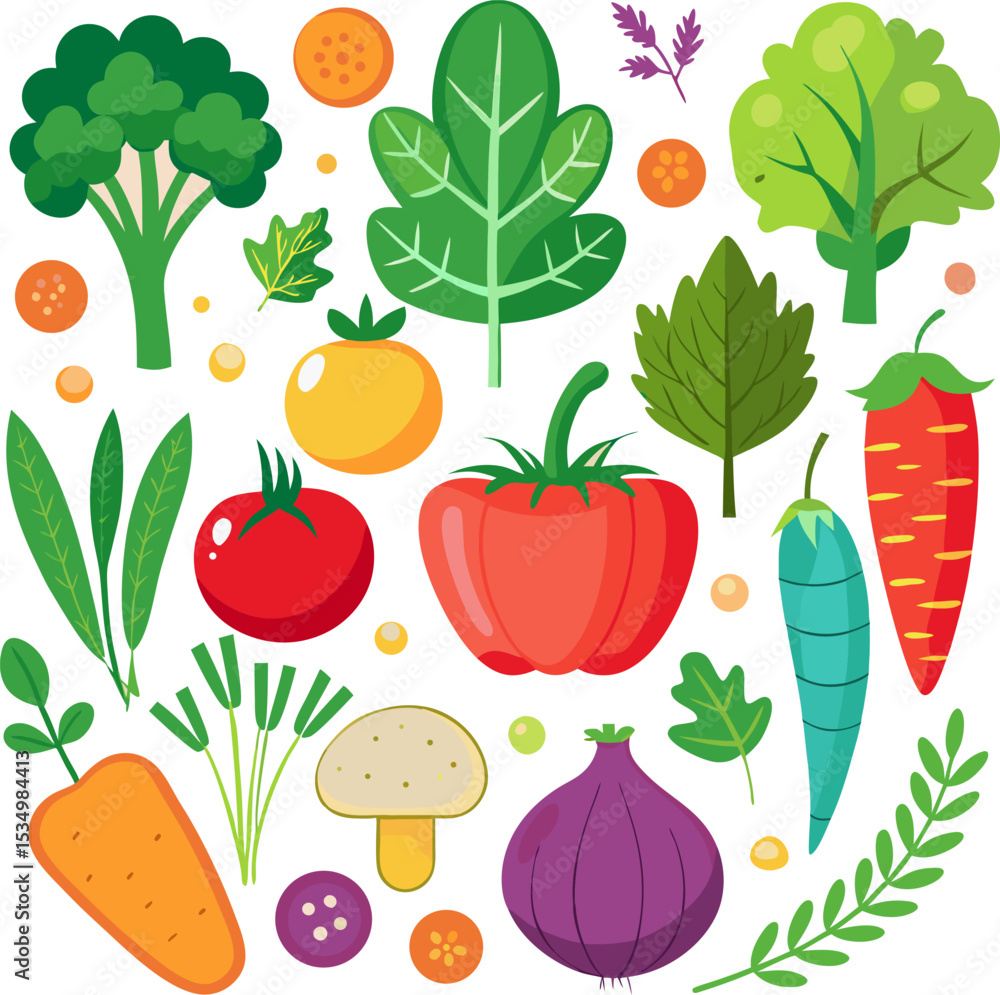 Fototapeta premium set of vegetables vector art illustration.eps