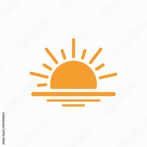 An orange sun peeks over the horizon with the suns reflection visible in the water