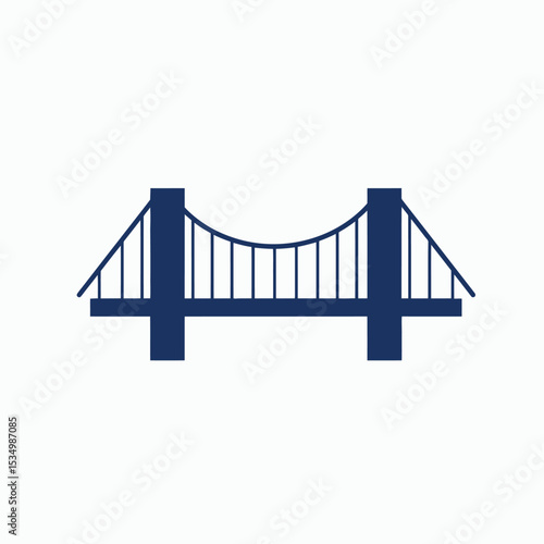 Dark blue bridge with two towers connecting lines and base