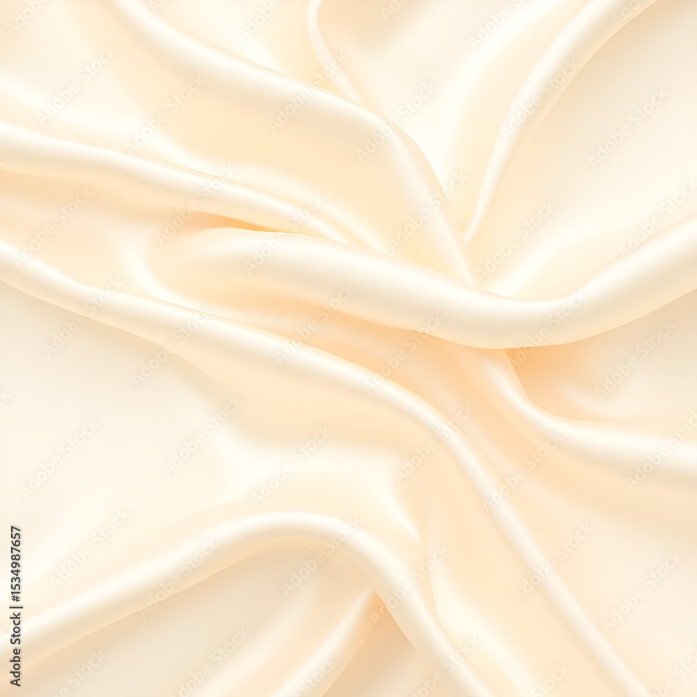 Fototapeta premium Elegant flowing silk fabric in soft cream color creating a luxurious and smooth texture