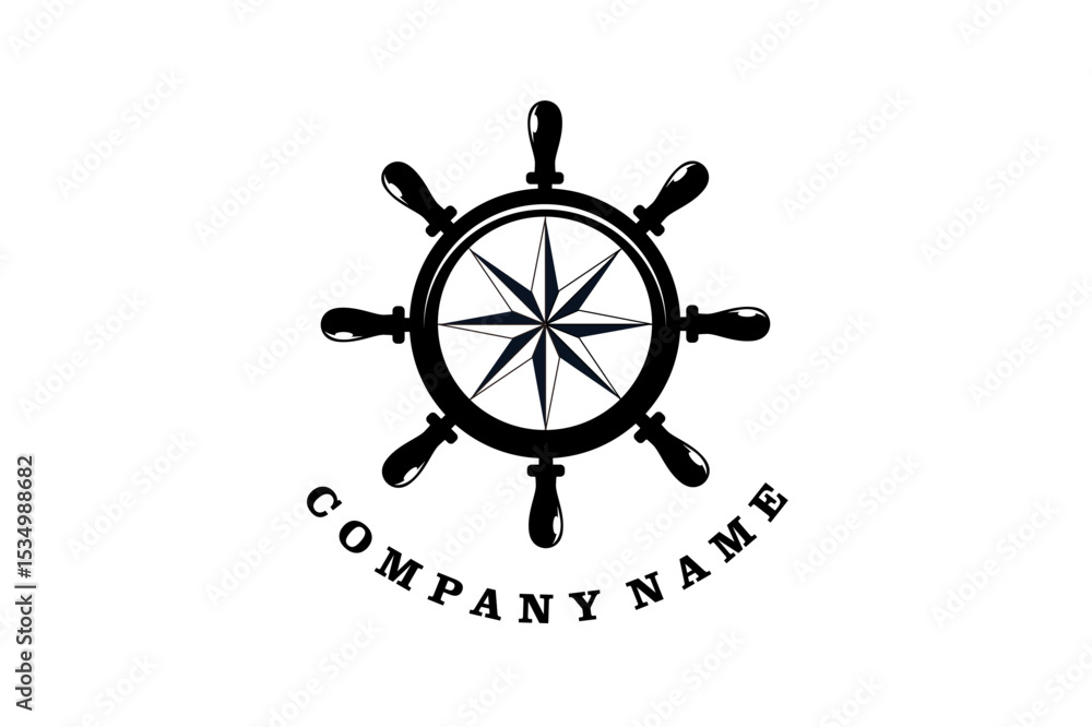 Obraz premium Maritime compass vector illustration, design transportation