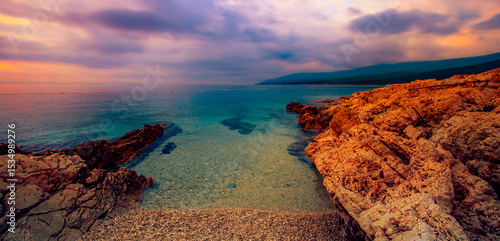 stunning summer landscape, popular croatian place - near Pula, Rabac resort,  Croatia, Europe, Istria,,, exclusive - this image is sold only on Adobe stock