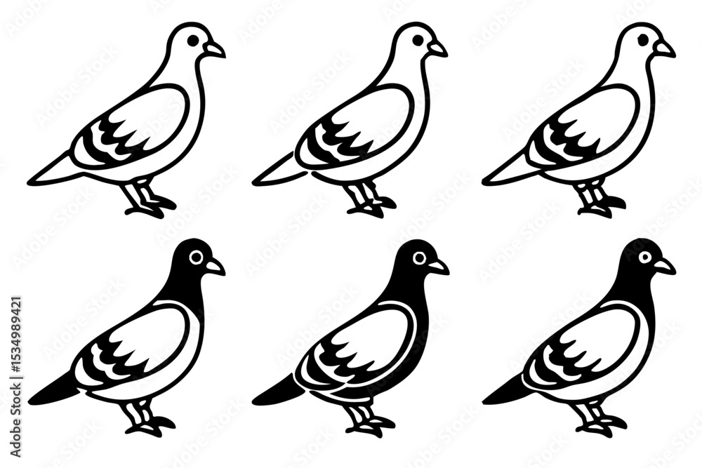 Fototapeta premium Minimalist Pigeon Vector Set
