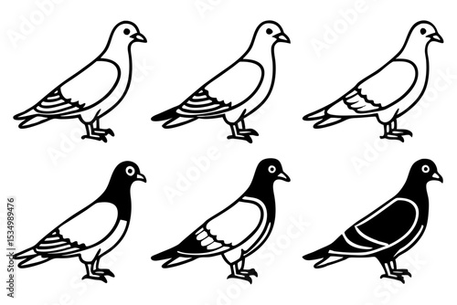 Wallpaper Mural Minimalist Pigeon Vector Set Torontodigital.ca