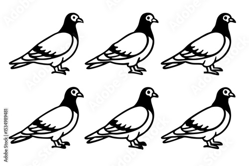 Wallpaper Mural Minimalist Pigeon Vector Set Torontodigital.ca