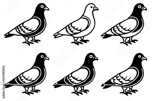 Wallpaper Mural Minimalist Pigeon Vector Set Torontodigital.ca