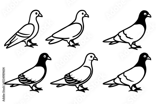 Wallpaper Mural Minimalist Pigeon Vector Set Torontodigital.ca