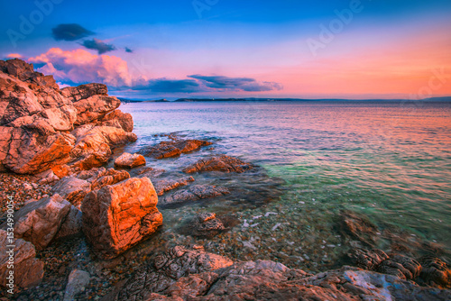 Fototapeta Naklejka Na Ścianę i Meble -  wonderful summer scenery, picturesque nature view in north Croatia, Rijeka resort, Kostrena beach, Croatia, Europe...exclusive - this image is sold only on Adobe stock