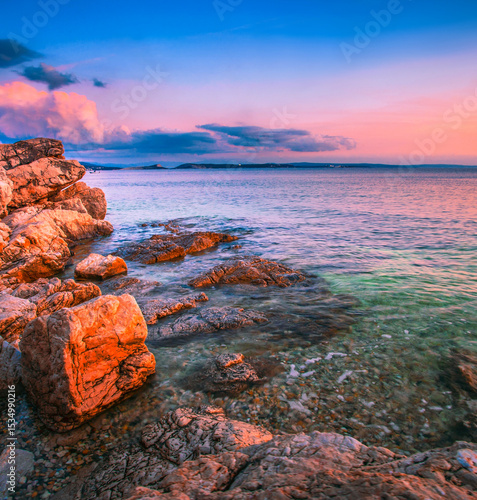 Fototapeta Naklejka Na Ścianę i Meble -  wonderful summer scenery, picturesque nature view in north Croatia, Rijeka resort, Kostrena beach, Croatia, Europe...exclusive - this image is sold only on Adobe stock
